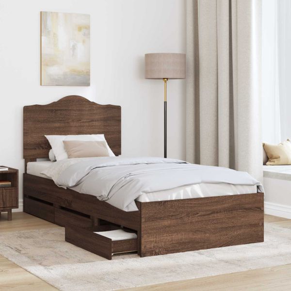 Рамка за легло Кафяв дъб 75 x 190 cm Инженерна дървесина