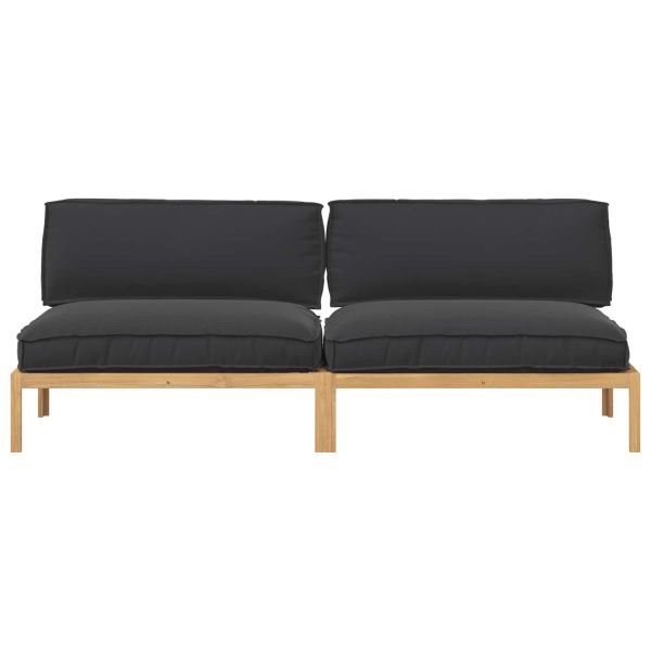 Комплект дивани Черно 240 x 80 x 69 см Солидно акациево дърво