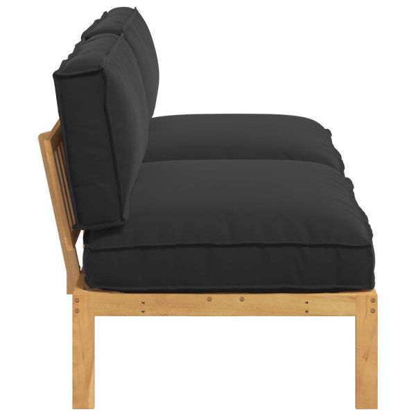 Комплект дивани Черно 240 x 80 x 69 см Солидно акациево дърво
