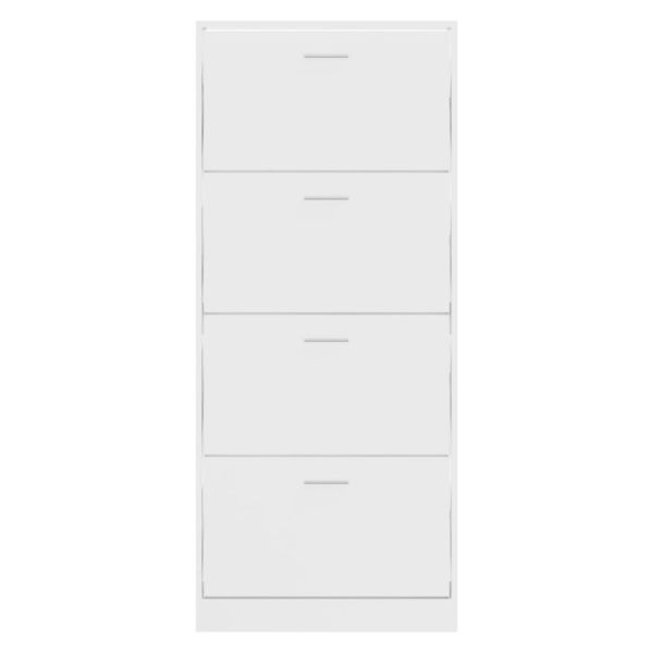 Шкаф за обувки, бял гланц, 63x24x147 см, инженерно дърво