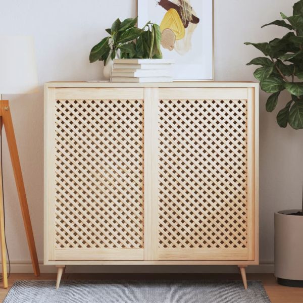 Врати за шкафове с решетен дизайн 2 бр 59,5x99 см бор масив