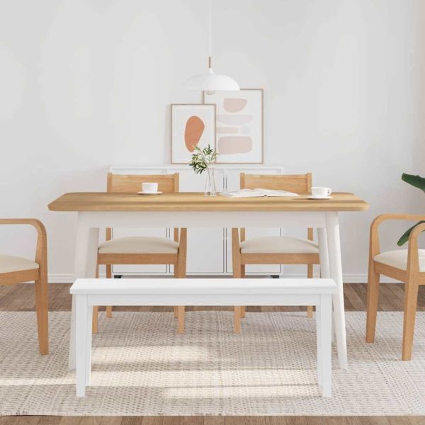 Пейка 110 cm Бяла масивна дървесина Гума