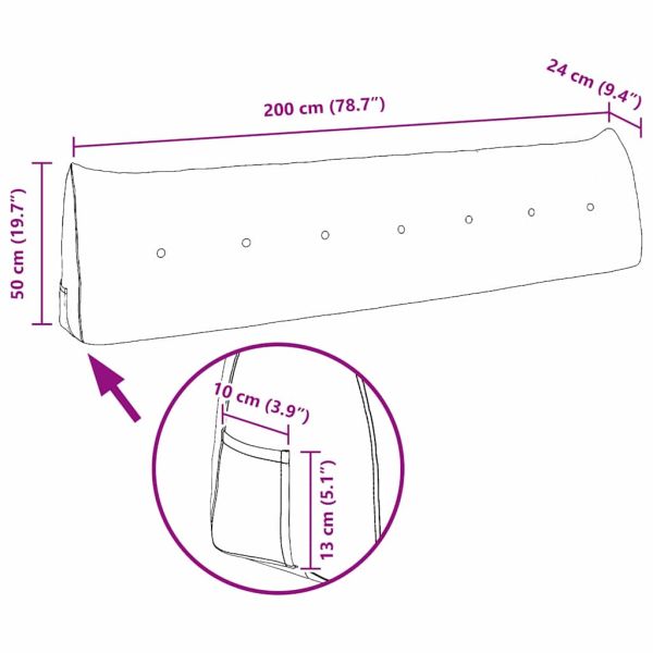 Възглавница за гръб Черно 200 x 24 x 50 см текстил