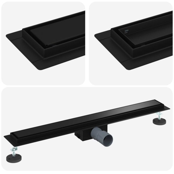 2 в 1 душов дренаж Черно 70 cm Неръждаема стомана 304