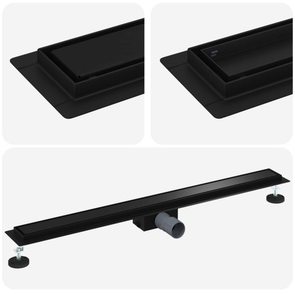 2 в 1 душов дренаж Черно 100 cm Неръждаема стомана 304