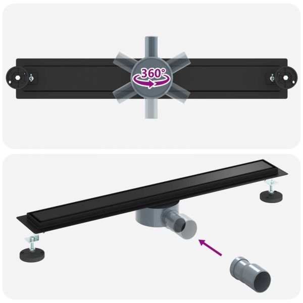 Душ канал 2-в-1 с 360° сифони Черно 70 cm