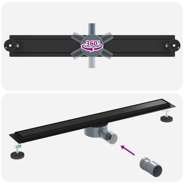 Душ канал 2-в-1 с 360° сифони Черно 80 cm