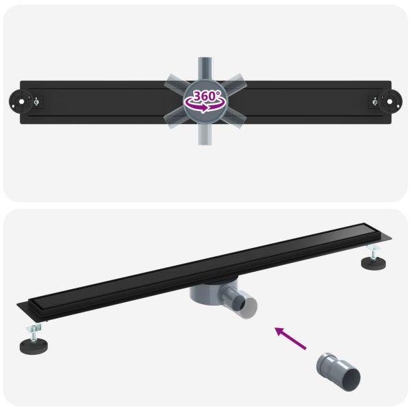 Душ канал 2-в-1 с 360° сифони Черно 90 cm