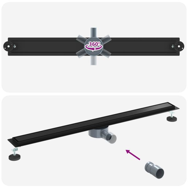 Душ канал 2-в-1 с 360° сифони Черно 100 cm