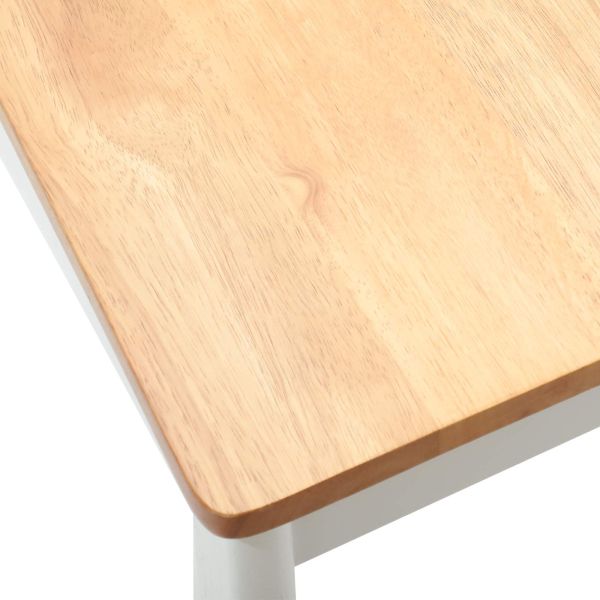 Трапезен стол 2 pcs бяло и естествено Солиден каучуков материал