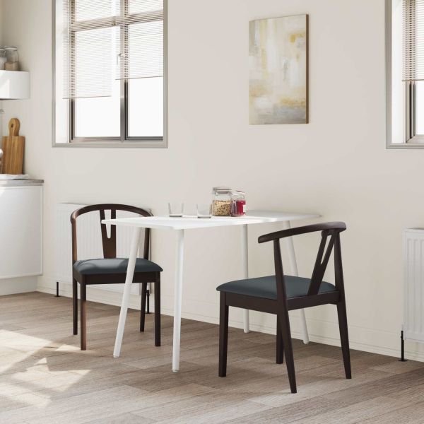 Трапезен стол 2 pcs Светло кафяво и черно Солидно гумено дърво