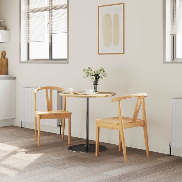 Трапезен стол 2 pcs Естествен Солидно гумено дърво