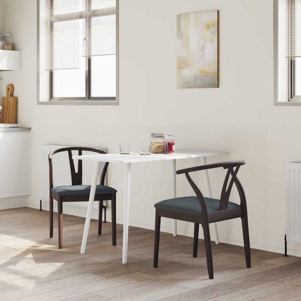 Трапезен стол 2 pcs Светло кафяво и черно Солидно гумено дърво