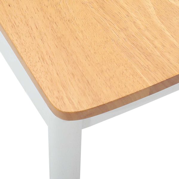 Трапезен стол 2 pcs Бял и натурален Солидно гумено дърво