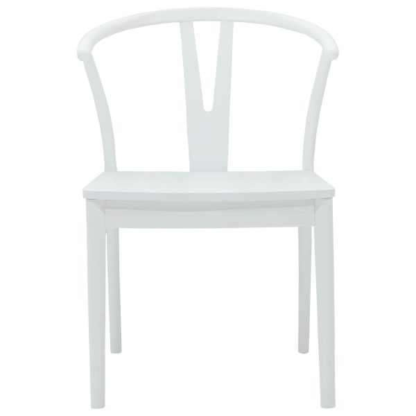 Трапезен стол 2 pcs Бяло и бяло Солидно гумено дърво