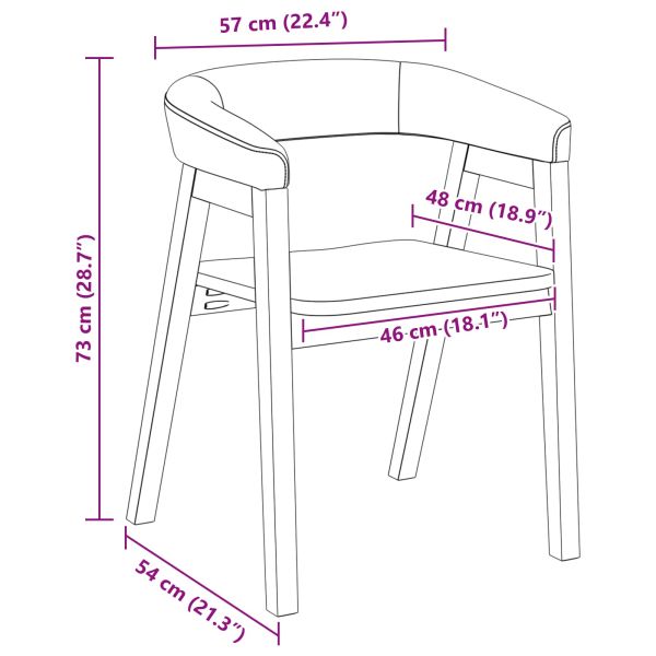 Обедени столове 2 pcs Естествен 54 x 57 x 73 см