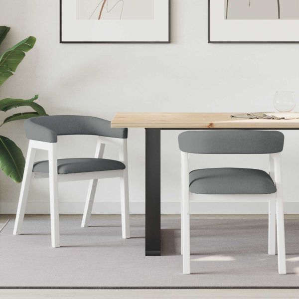 Обедени столове 2 pcs Бяло 54 x 57 x 73 см Солидно гумено дърво