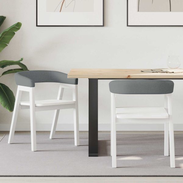 Обедени столове 2 pcs Бяло 54 x 57 x 73 см Солидно гумено дърво