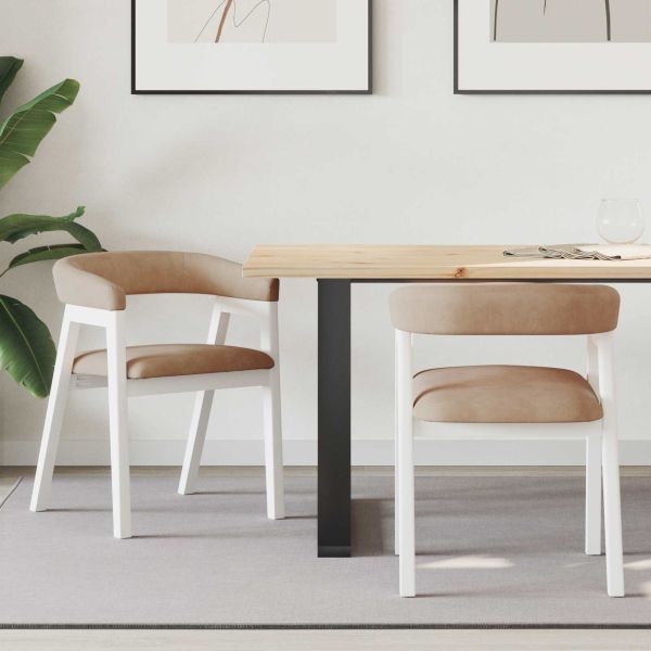 Обедени столове 2 pcs Бяло 54 x 57 x 73 см Солидно гумено дърво