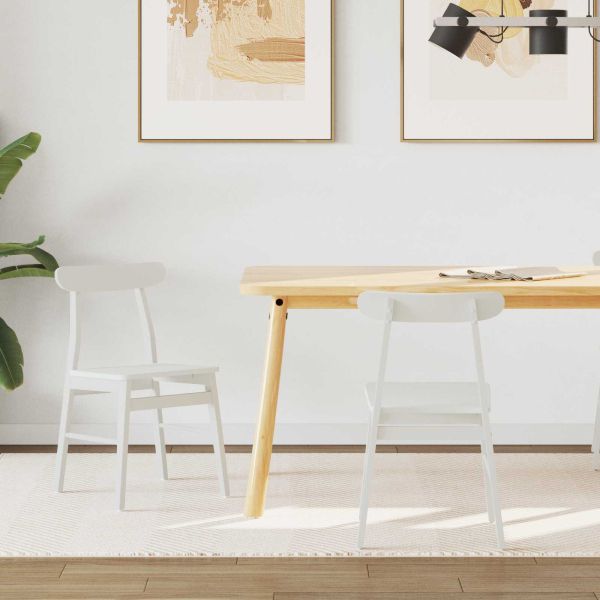 Трапезен стол 2 pcs Бяло 43 x 44,5 x 77 см Солидно гумено дърво