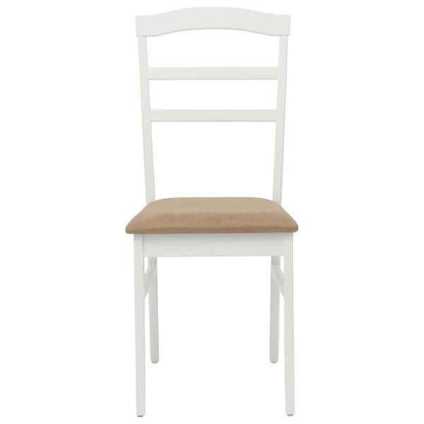 Трапезен стол 2 pcs Бяло и кафяво Солидно гумено дърво