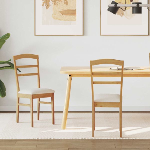 Трапезен стол 2 pcs Естествено и светло Солидно гумено дърво