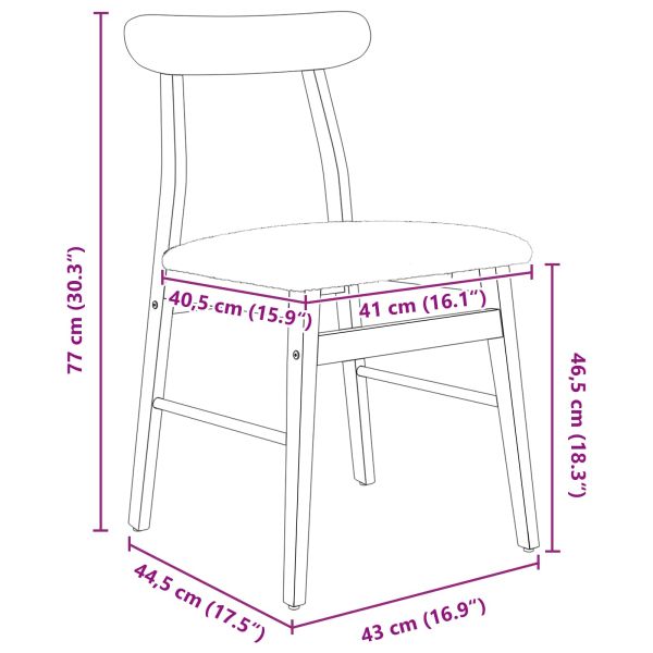 Трапезен стол 2 pcs Естествено и светло Солидно гумено дърво