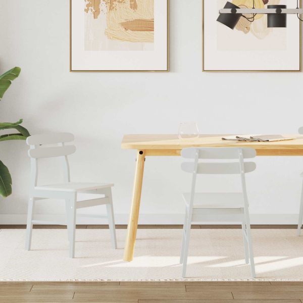 Трапезен стол 2 pcs Бяло Солидно гумено дърво