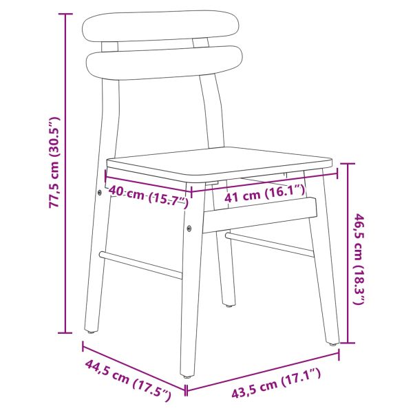 Трапезен стол 2 pcs Бяло Солидно гумено дърво