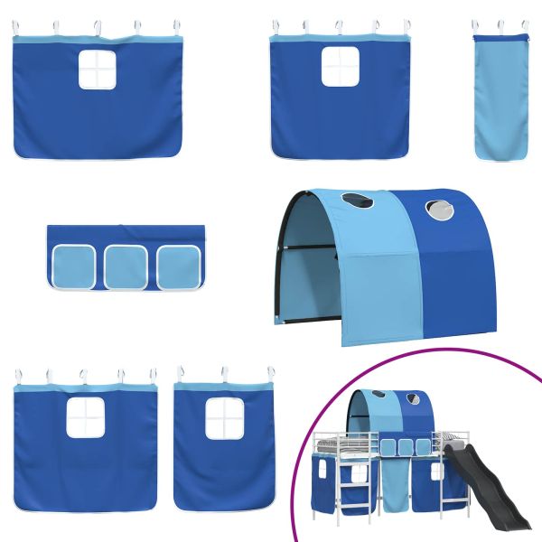 Легло на двуетажно легло за деца Бял и син 99,5 x 190 см Метал