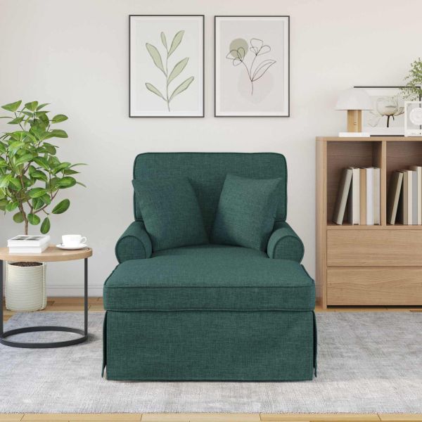 Шезлонг с пола Тъмен зелен 91 x 157 x 91 см текстил