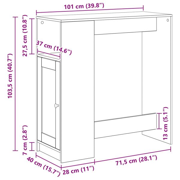 Бар маса с рафт Черния дъб 101 x 40 x 103,5 см Инженерно дърво
