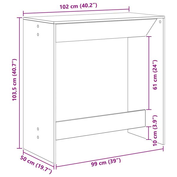 Бар маса Черния дъб 102 x 50 x 103,5 см Инженерно дърво