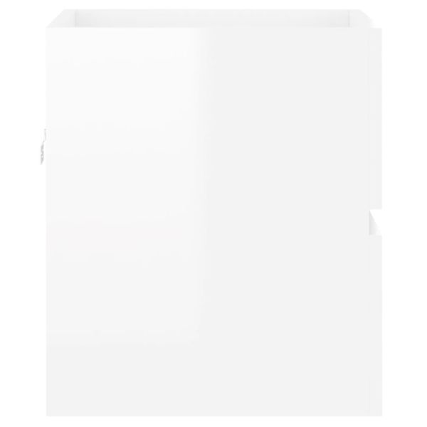 Шкаф за мивка, бял гланц, 41x38,5x45 см, инженерно дърво