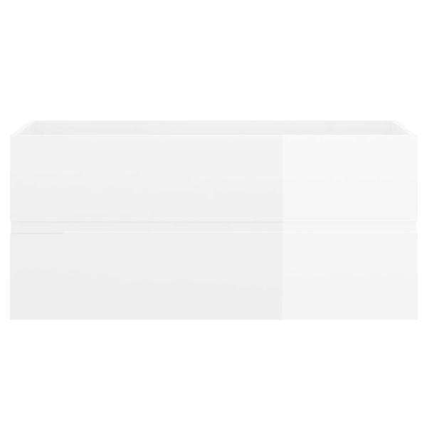 Долен шкаф за мивка, бял гланц, 100x38,5x45 см, инженерно дърво