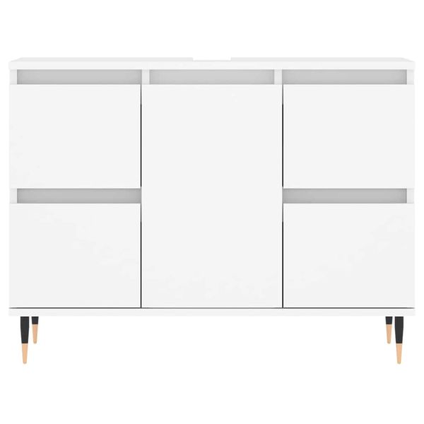 Шкаф за баня, бял, 80x33x60 см, инженерно дърво