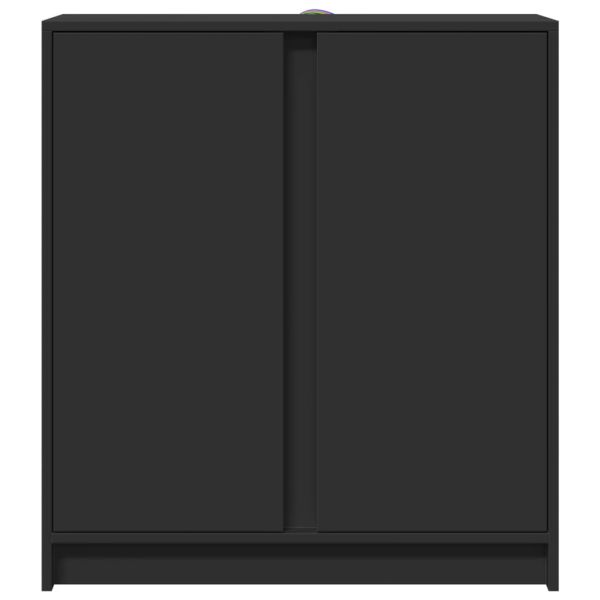 Сайдборд с LED, черен, 77x34x85 см, инженерно дърво