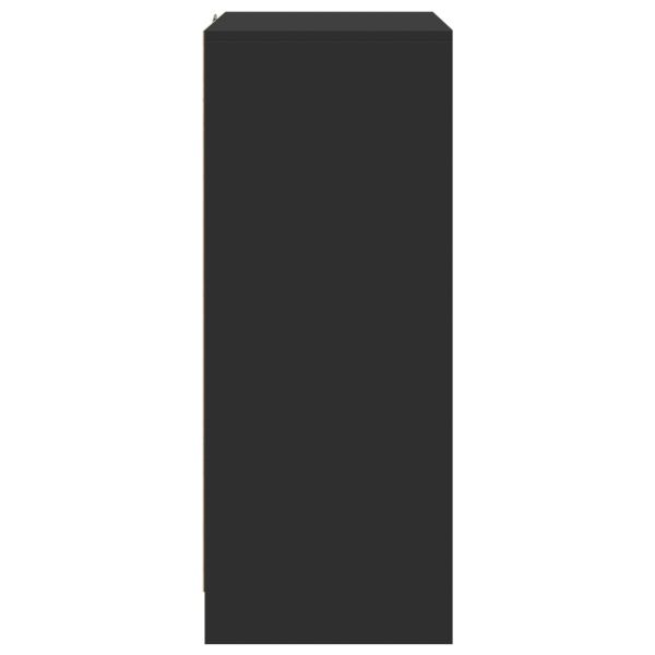 Сайдборд с LED, черен, 77x34x85 см, инженерно дърво