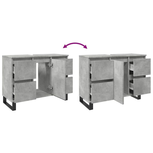 Шкаф за мивка в банята Бетон сив 80x33x60cm Инженерна дървесина