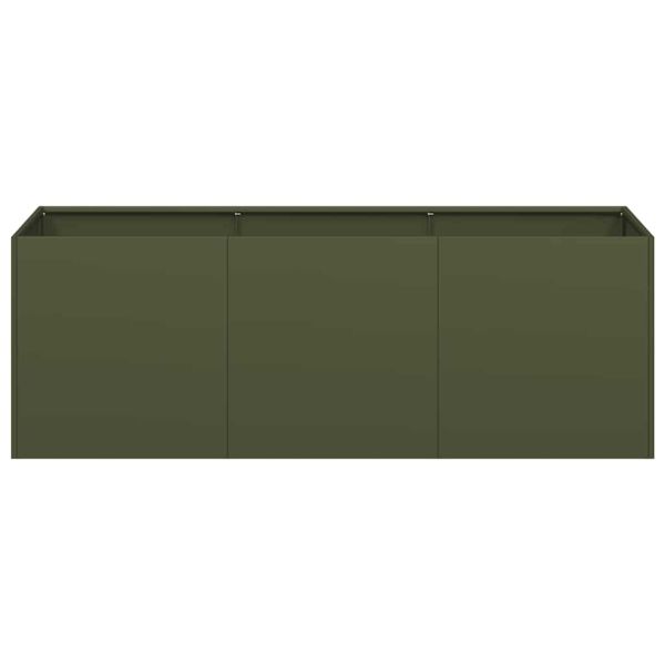 Кашпа, маслиненозелена, 120x40x40 см, студеновалцувана стомана