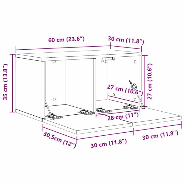 Комплект ТВ шкаф 3 pcs Черно 60 x 30 x 30 cm Инженерно дърво