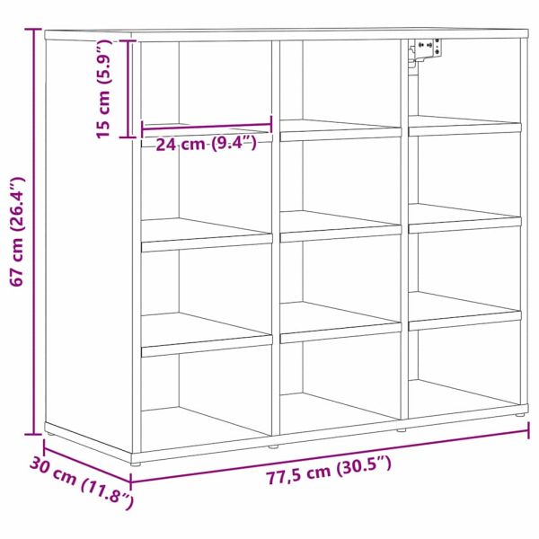 Шкаф за обувки с рафт Дъб 77,5 x 30 x 67 см Инженерно дърво