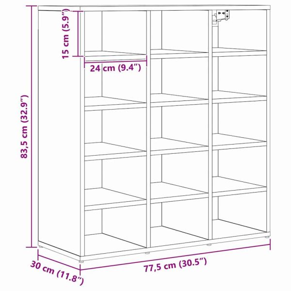 Шкаф за обувки с рафт Дъб 77,5 x 30 x 83,5 см Инженерно дърво