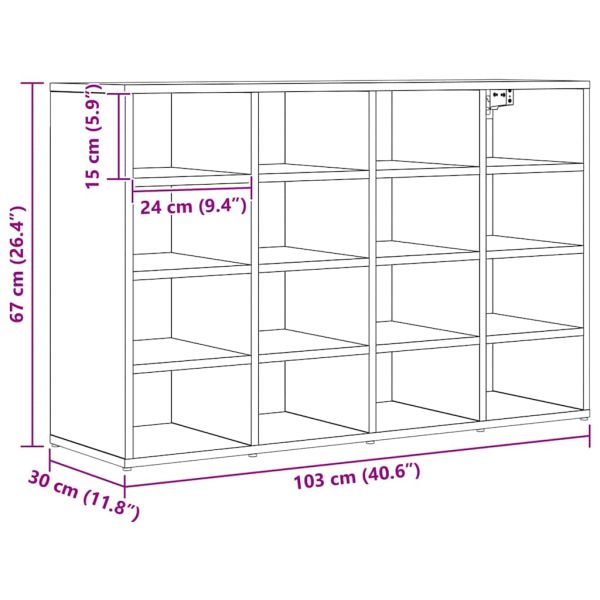 Шкаф за обувки Черния дъб 103 x 30 x 67 см Инженерно дърво