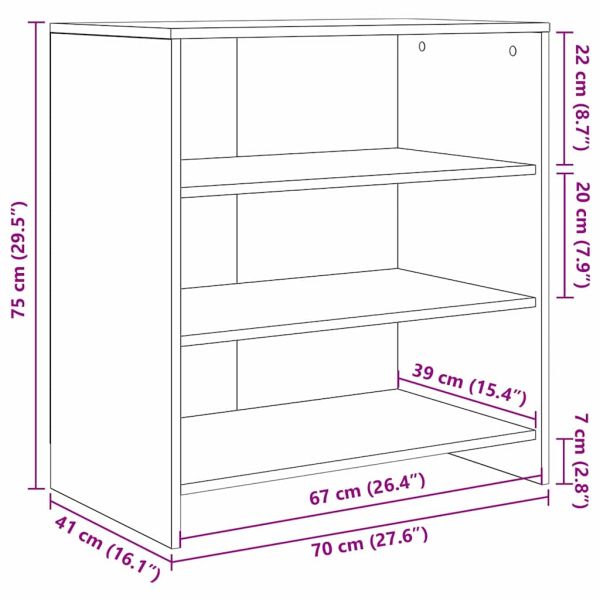 Служебен шкаф Черно 70 x 41 x 75 см Инженерно дърво