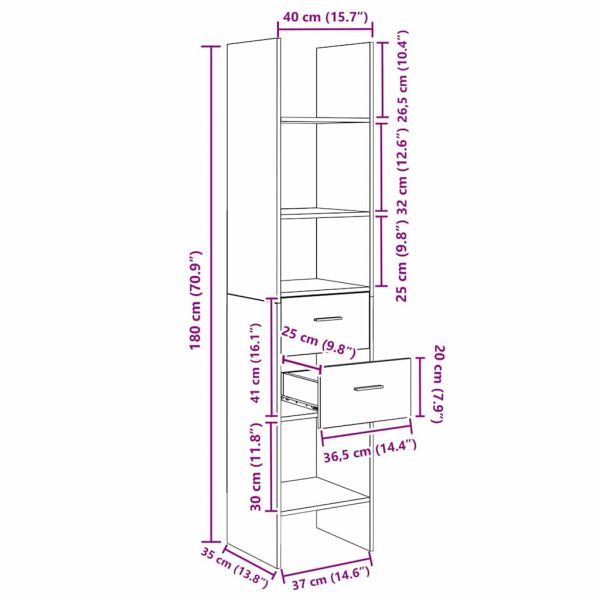 Шкаф за книги дъб артизан 40 x 35 x 180 см Инженерно дърво