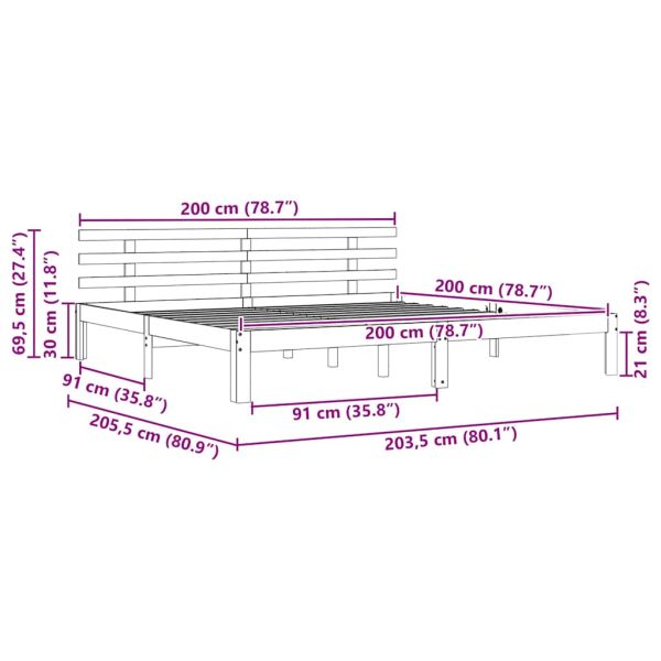 Рамка за легло с таблото Кафяво с восъчно покритие