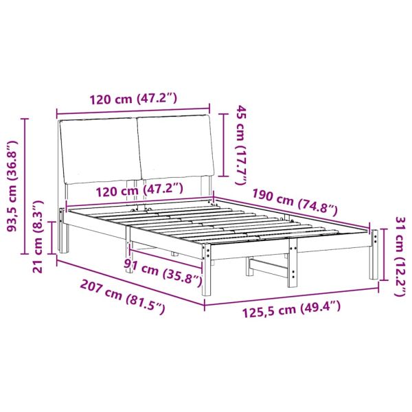 Рамка на леглото с таблото Кафяв и светло сив 120 x 190 cm