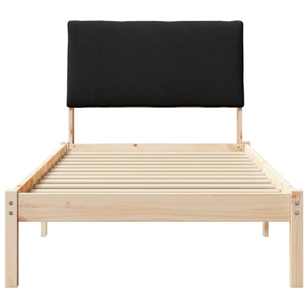 Рамка на леглото Кафяв и черен 90 x 200 cm Борово дърво масив