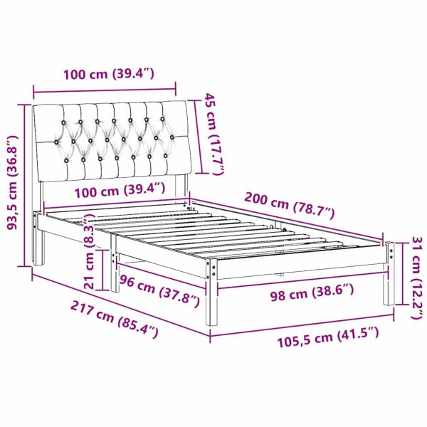 Леглова рамка с тапицирана гръбна част Кафяво 100 x 200 cm